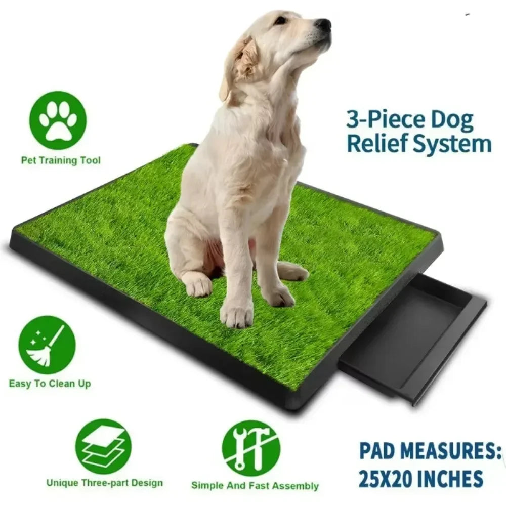Portable Pet Dog Toilet – 3-Layer Synthetic Grass Potty Tray with Anti-Splash Mesh for Puppies & Kittens