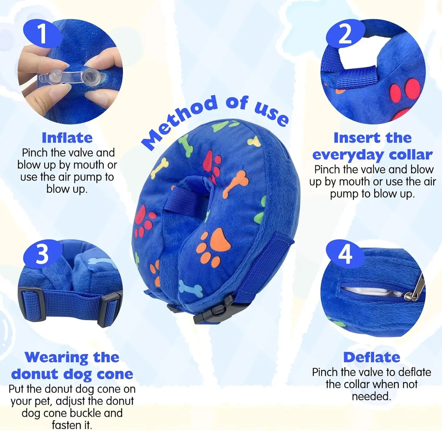 Soft Inflatable Dog Collar – Post-Surgery Recovery Donut Cone Alternative to Prevent Licking for Small to Large Dogs