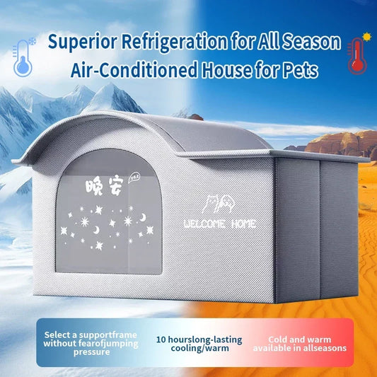 All-Season Small Pet House for Cats and Dogs – Air-Conditioned Cooling Bed for Summer & Warm Nest for Winter