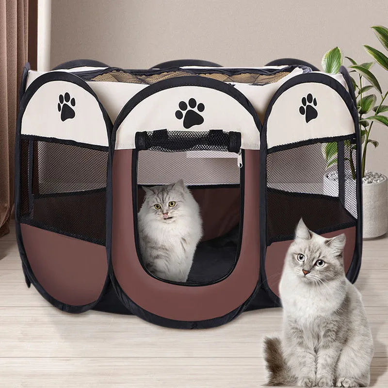 Foldable Pet Tent Crate – Octagonal Cat & Dog Nest, Indoor/Outdoor Pet Playpen, Delivery Room Cage for Small Pets