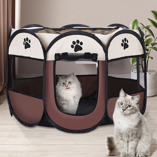 Foldable Pet Tent Crate – Octagonal Cat & Dog Nest, Indoor/Outdoor Pet Playpen, Delivery Room Cage for Small Pets