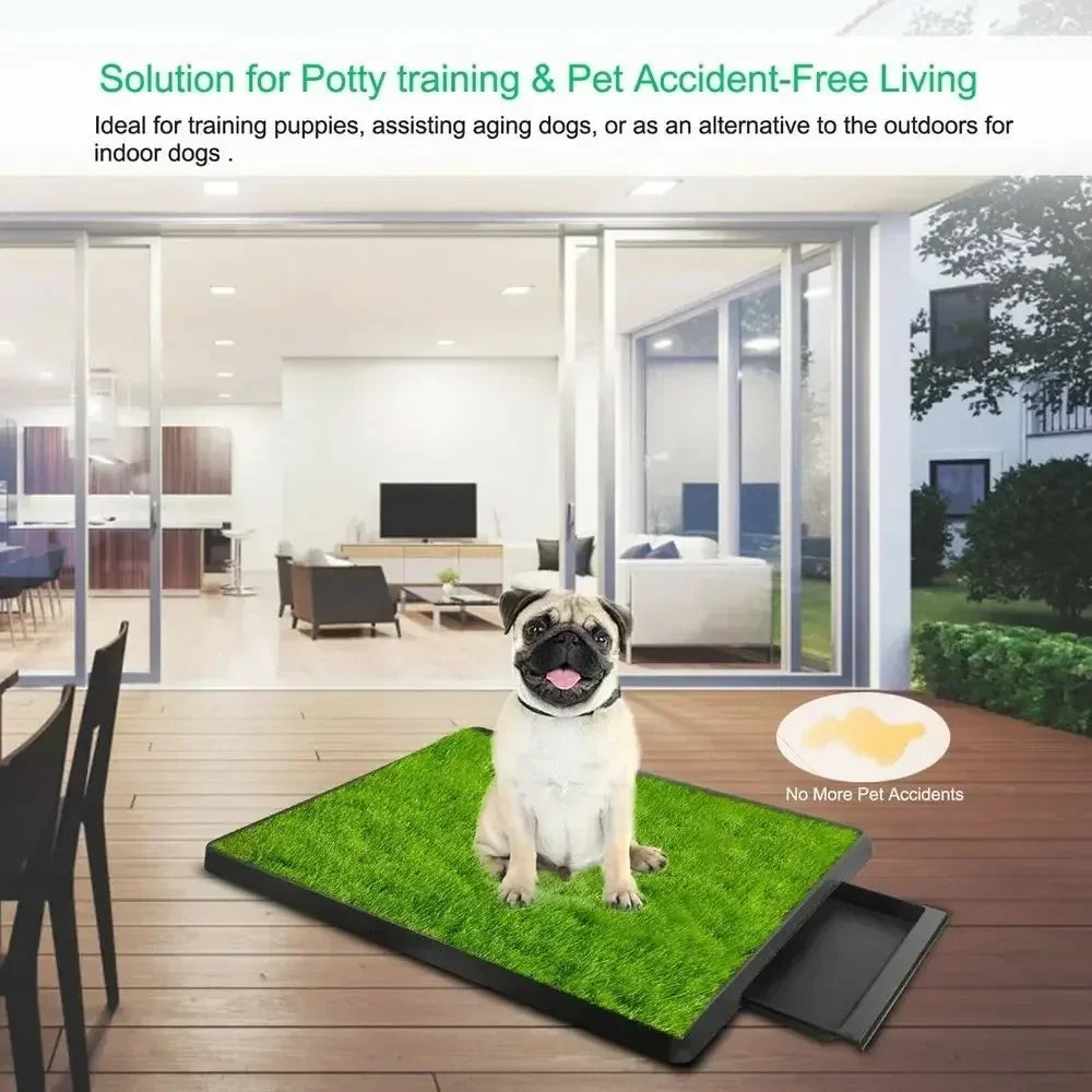 Portable Pet Dog Toilet – 3-Layer Synthetic Grass Potty Tray with Anti-Splash Mesh for Puppies & Kittens