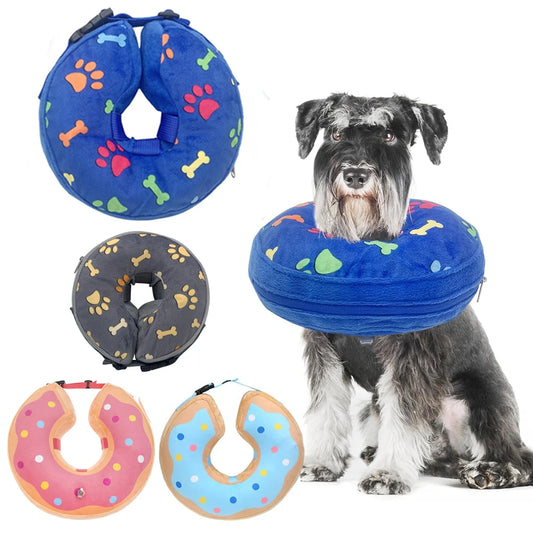 Soft Inflatable Dog Collar – Post-Surgery Recovery Donut Cone Alternative to Prevent Licking for Small to Large Dogs