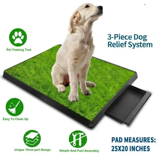 Portable Pet Dog Toilet – 3-Layer Synthetic Grass Potty Tray with Anti-Splash Mesh for Puppies & Kittens
